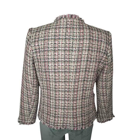 Womens Ann Taylor Pastel Tweed Cascade Fringe Double-Breasted Jacket Multi Sze 4 - Picture 2 of 6